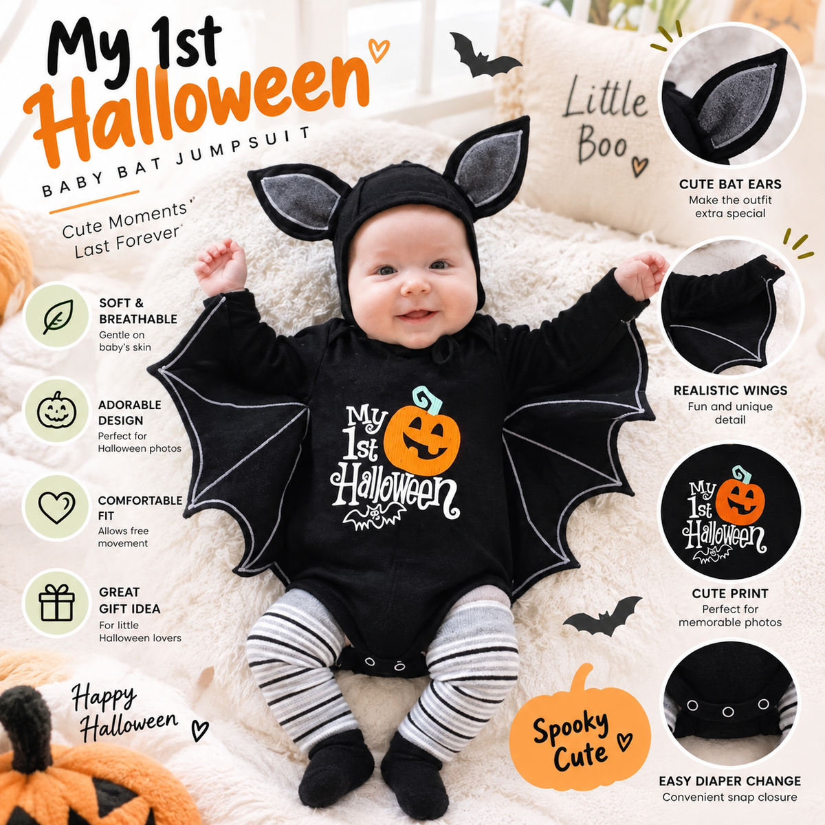 Baby Halloween Bat Costume By Milerro